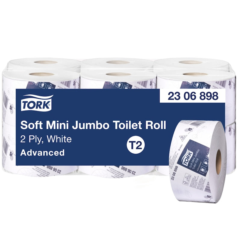 Tork Soft Mini Jumbo Toilet Roll packaging on a white background