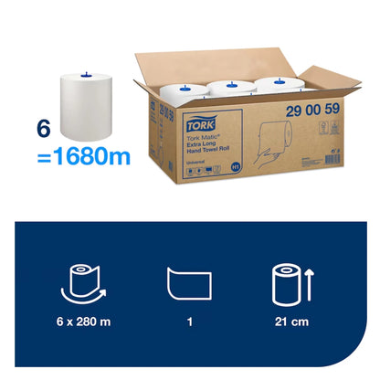 Tork Matic Extra Long Paper Hand Towels White H1 x6