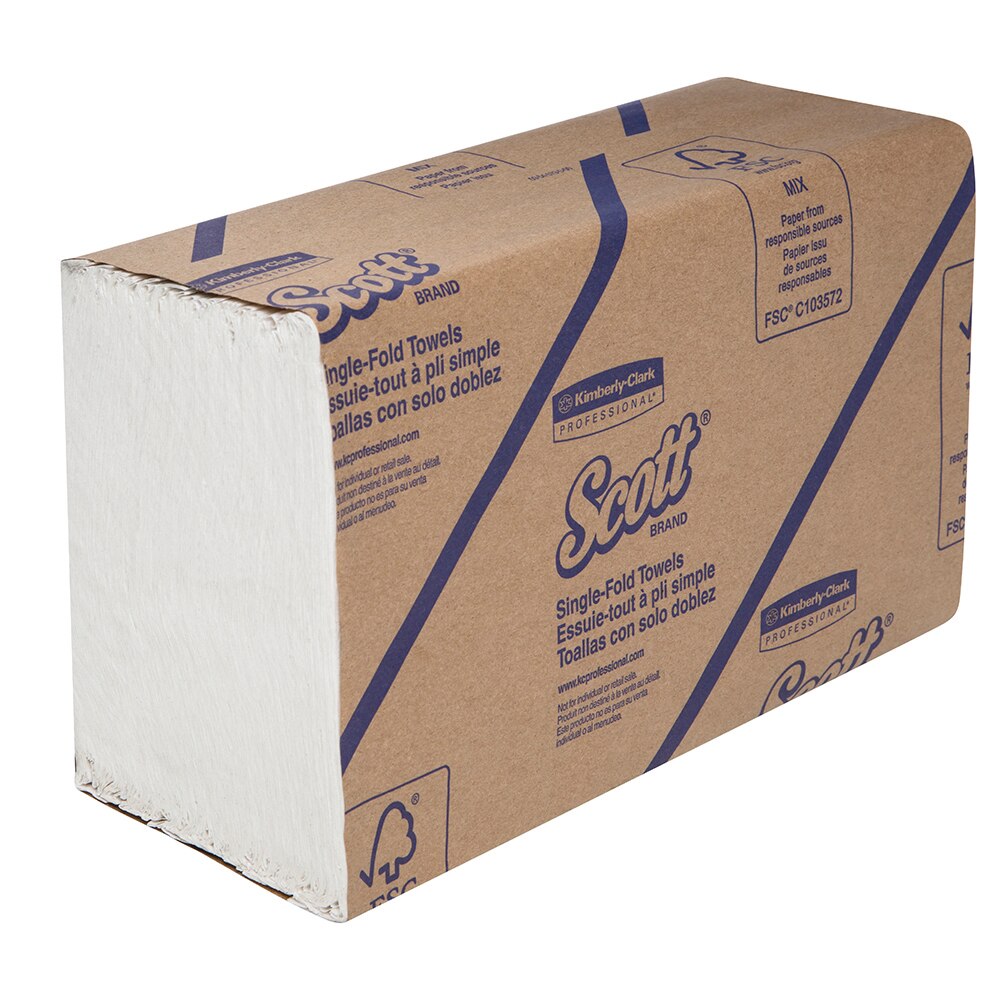 Box of Scott single-fold towels on a white background