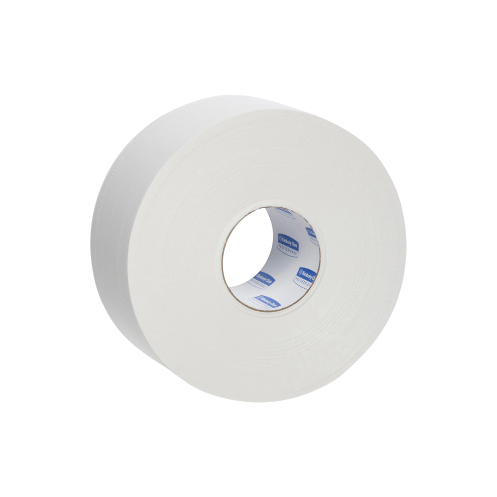 White roll of toilet paper on a white background