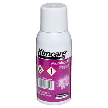 Kimcare air freshener spray bottle with purple label on a white background