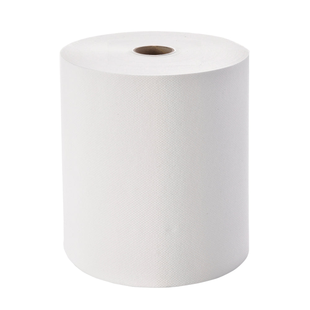 White paper towel roll on a white background