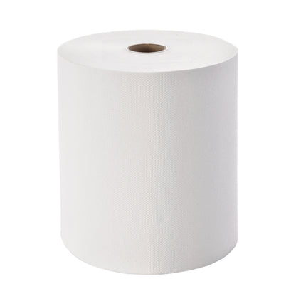 White paper towel roll on a white background