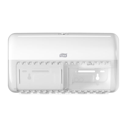 White paper towel dispenser with Tork logo on a white background