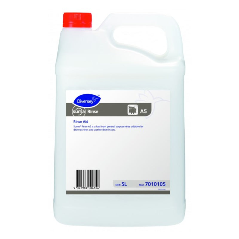 5-liter bottle of Diversey rinse aid on a white background