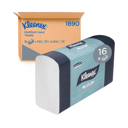 Kleenex multifold hand towels with packaging on a white background