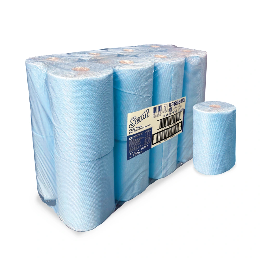 Scott Control Blue Rolled Hand Towels x16