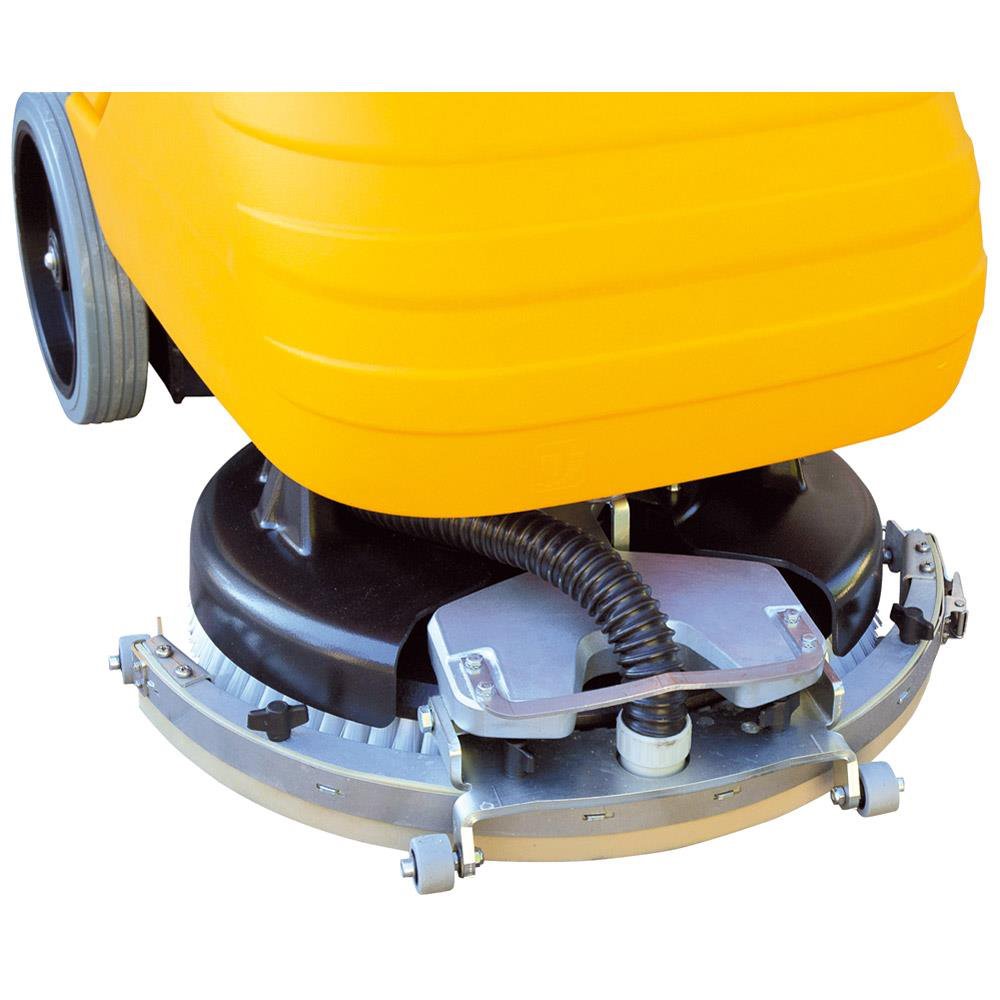 Close-up of a yellow Adiatek Baby 43 Multi-Purpose Scrubber on a white background