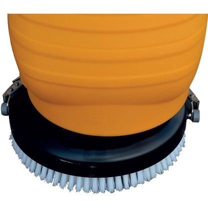 Orange Adiatek Baby Plus Scrubber Lithium cleaning brush with bristle head on a white background