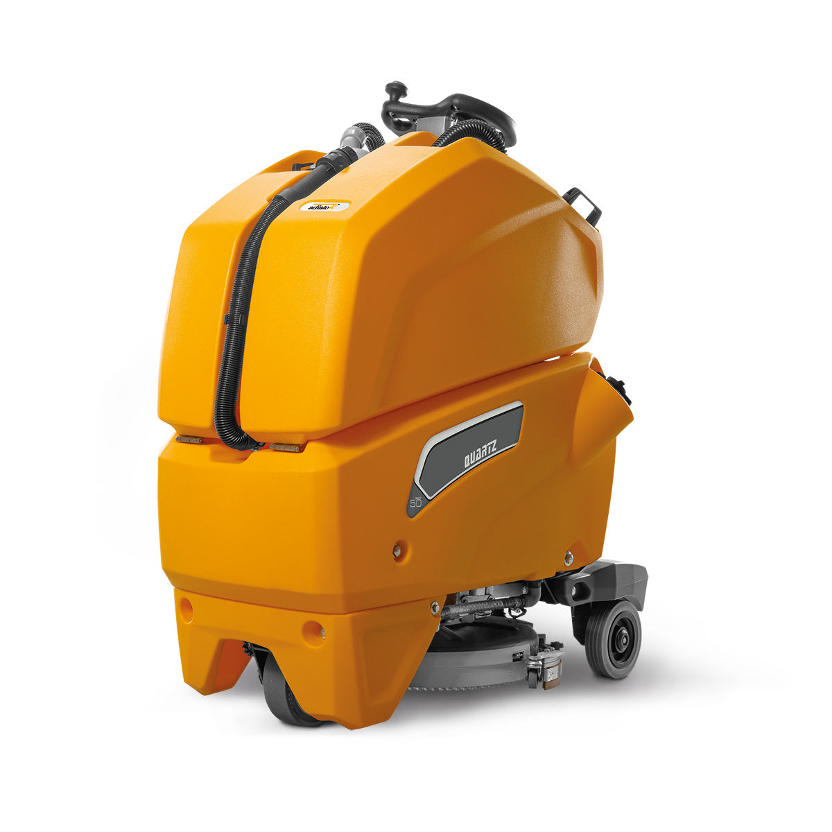 Orange scrubber dryer on a white background