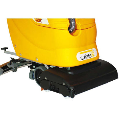 Yellow floor scrubber with Adiatek branding on a white background