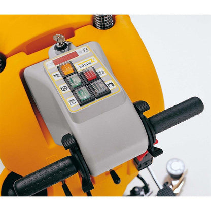 Control panel with buttons and handles on Adiatek Ruby 50t Walk Behind Floor Scrubber