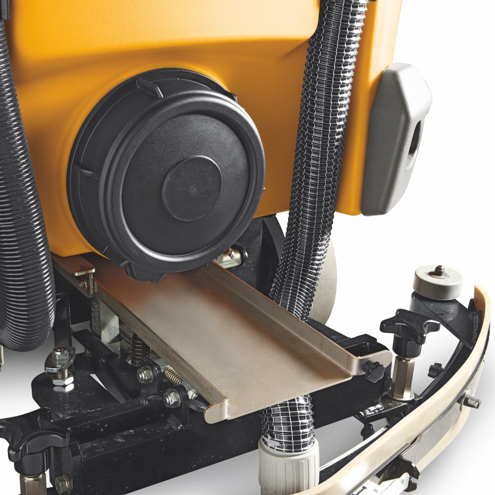 Close-up of a mechanical component from a Adiatek Topaz 90 Ride On Auto Scrubber on a white background