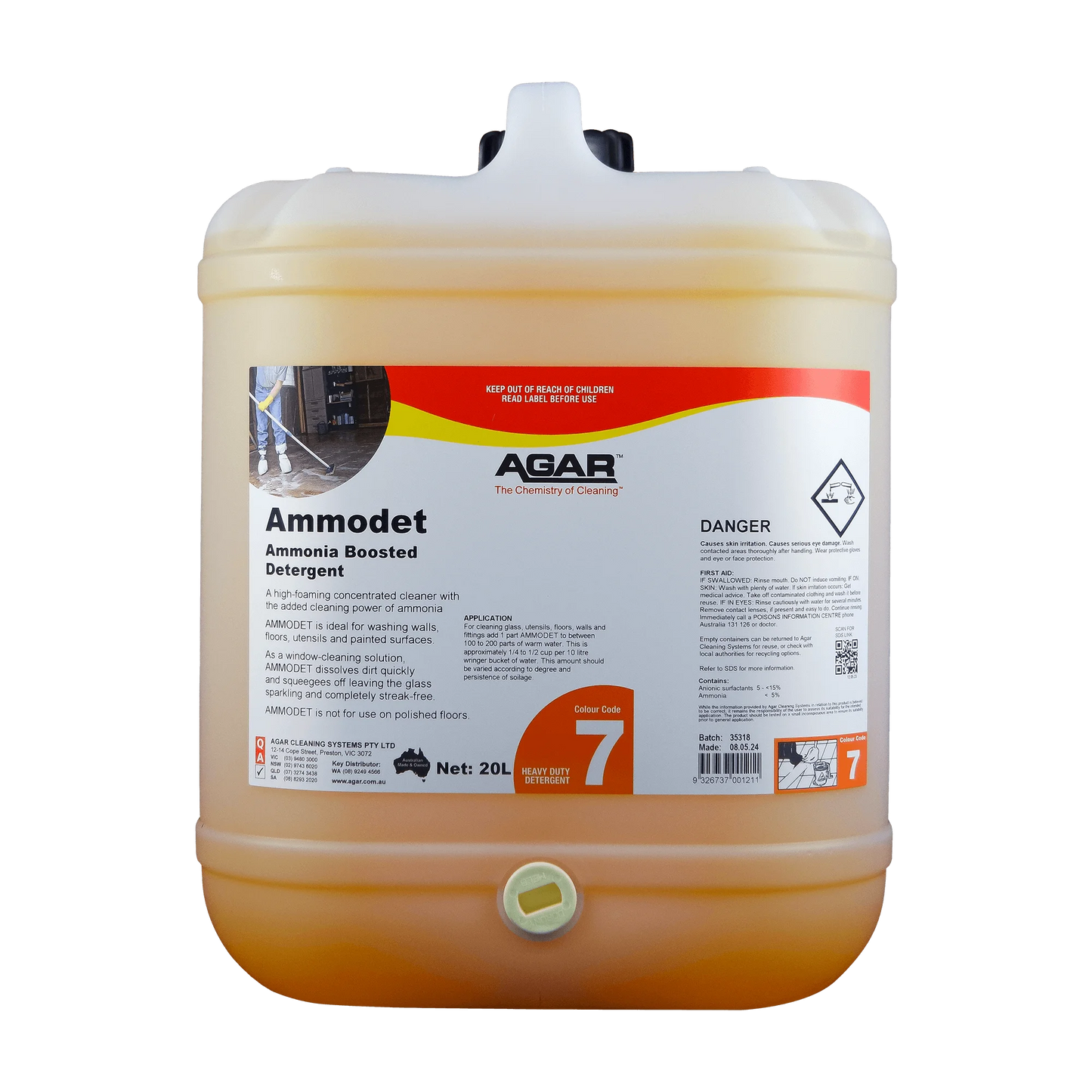Ammonia boosted detergent container with Agar branding on a white background