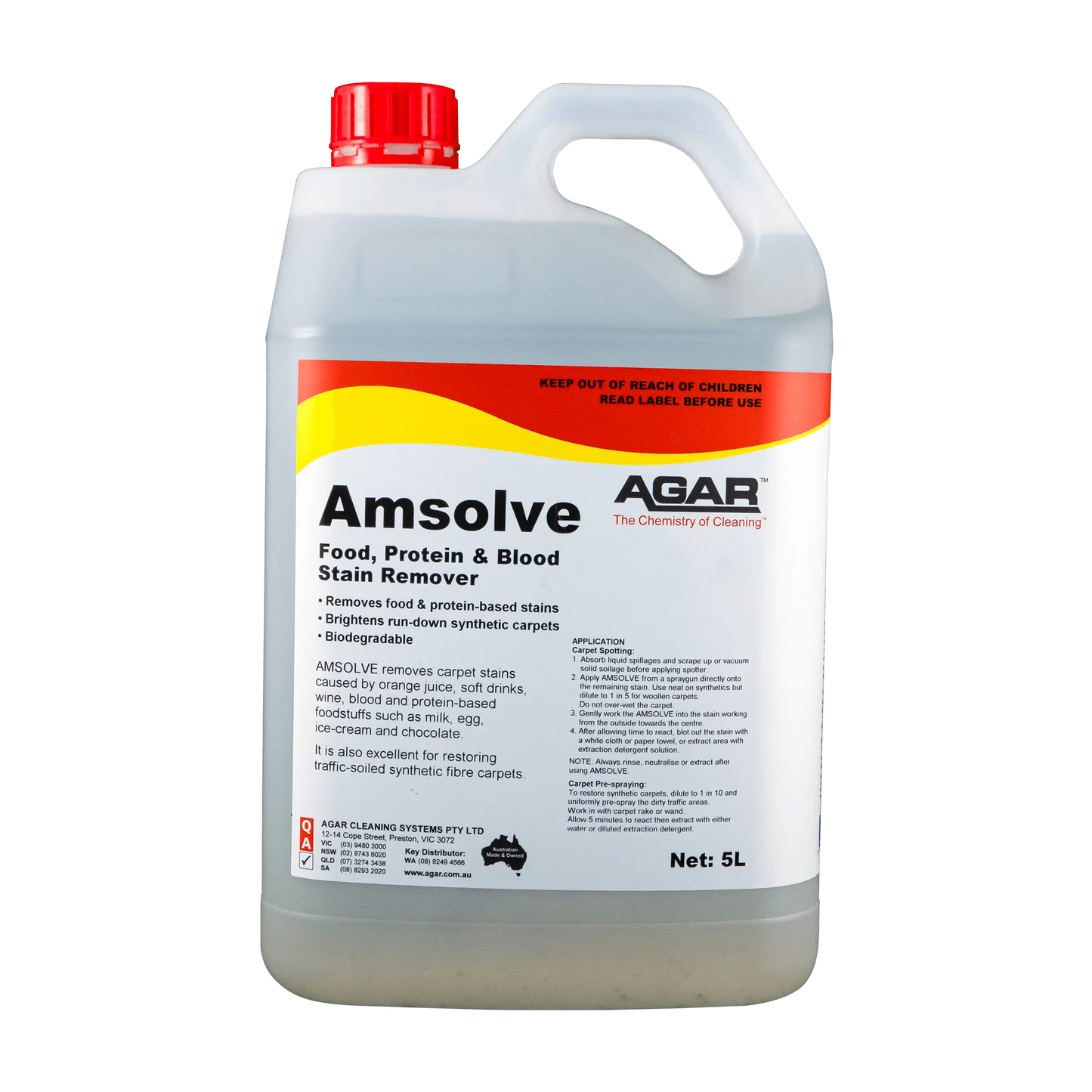 Amsolve Agar stain remover container on a white background