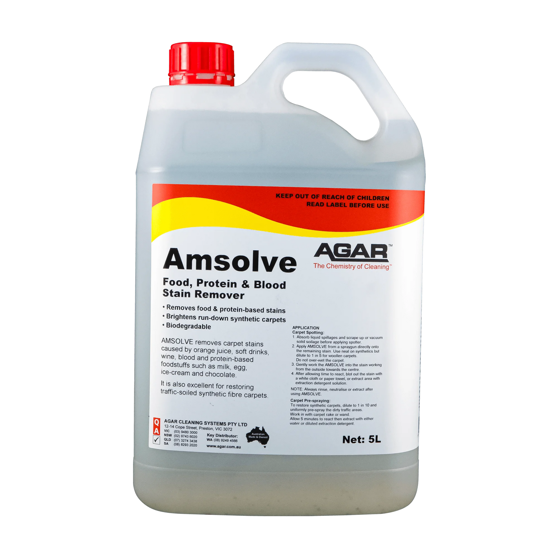 Amsolve Agar stain remover container on a white background