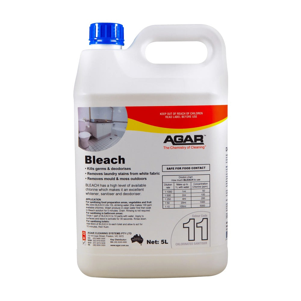 5-liter container of Agar bleach on a white background