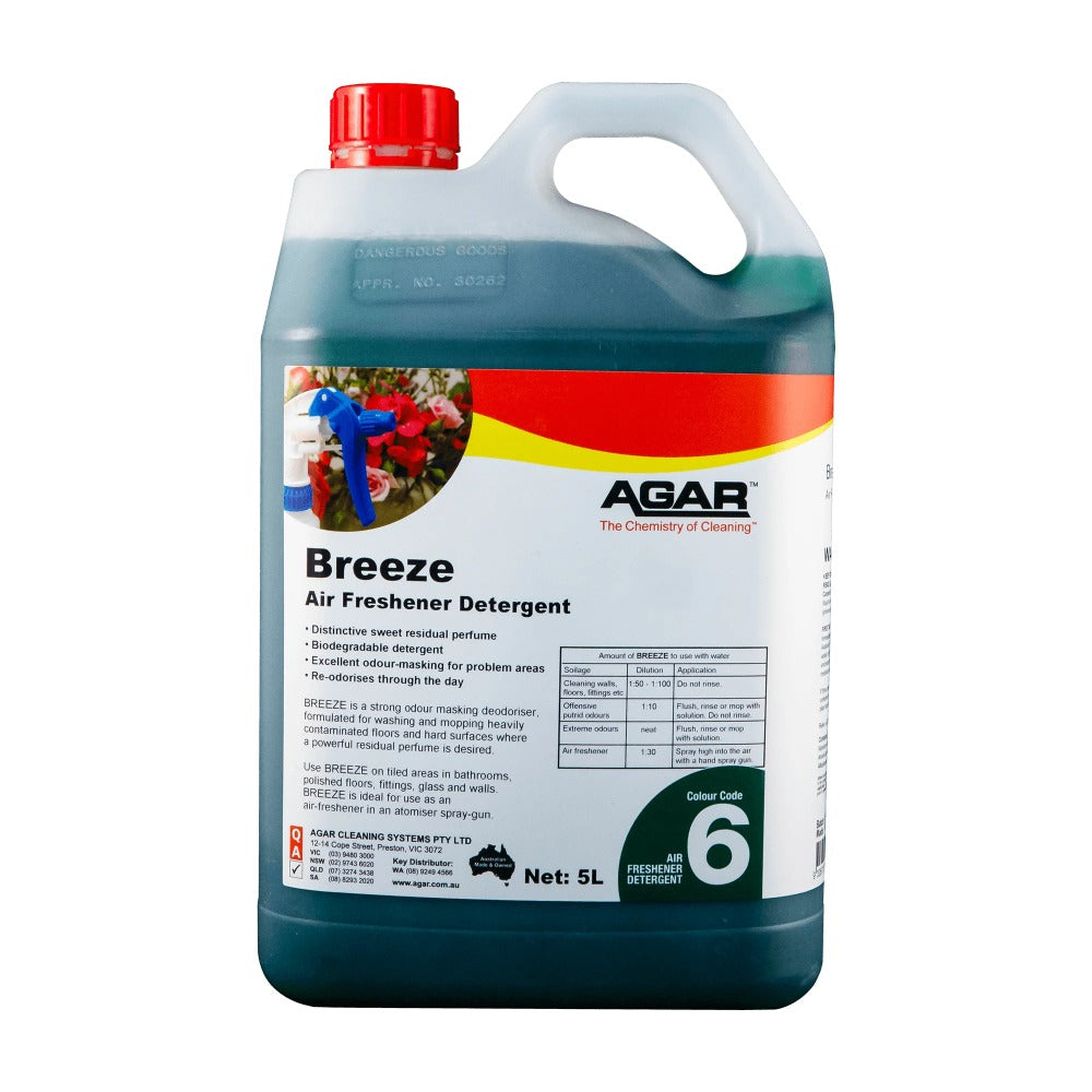 Agar Breeze air freshener detergent container on a white background