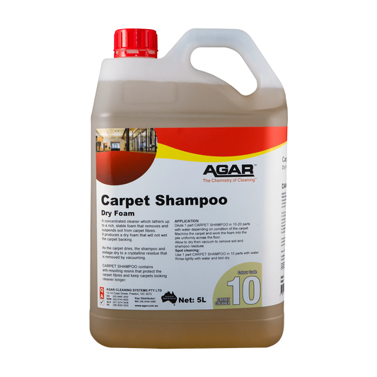 5L container of Agar Carpet Shampoo on a white background