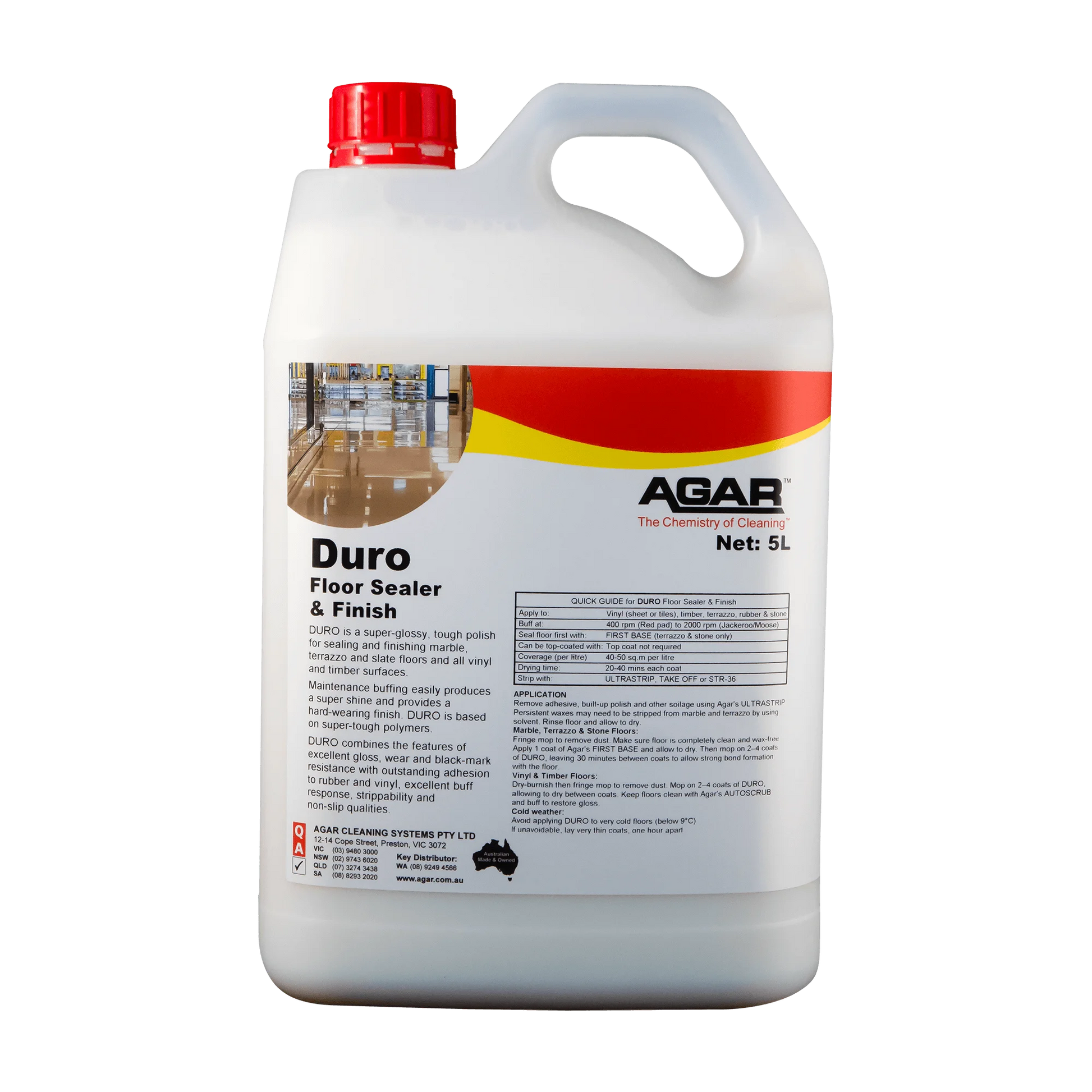 Agar Duro floor sealer and finisher bottle on a white background