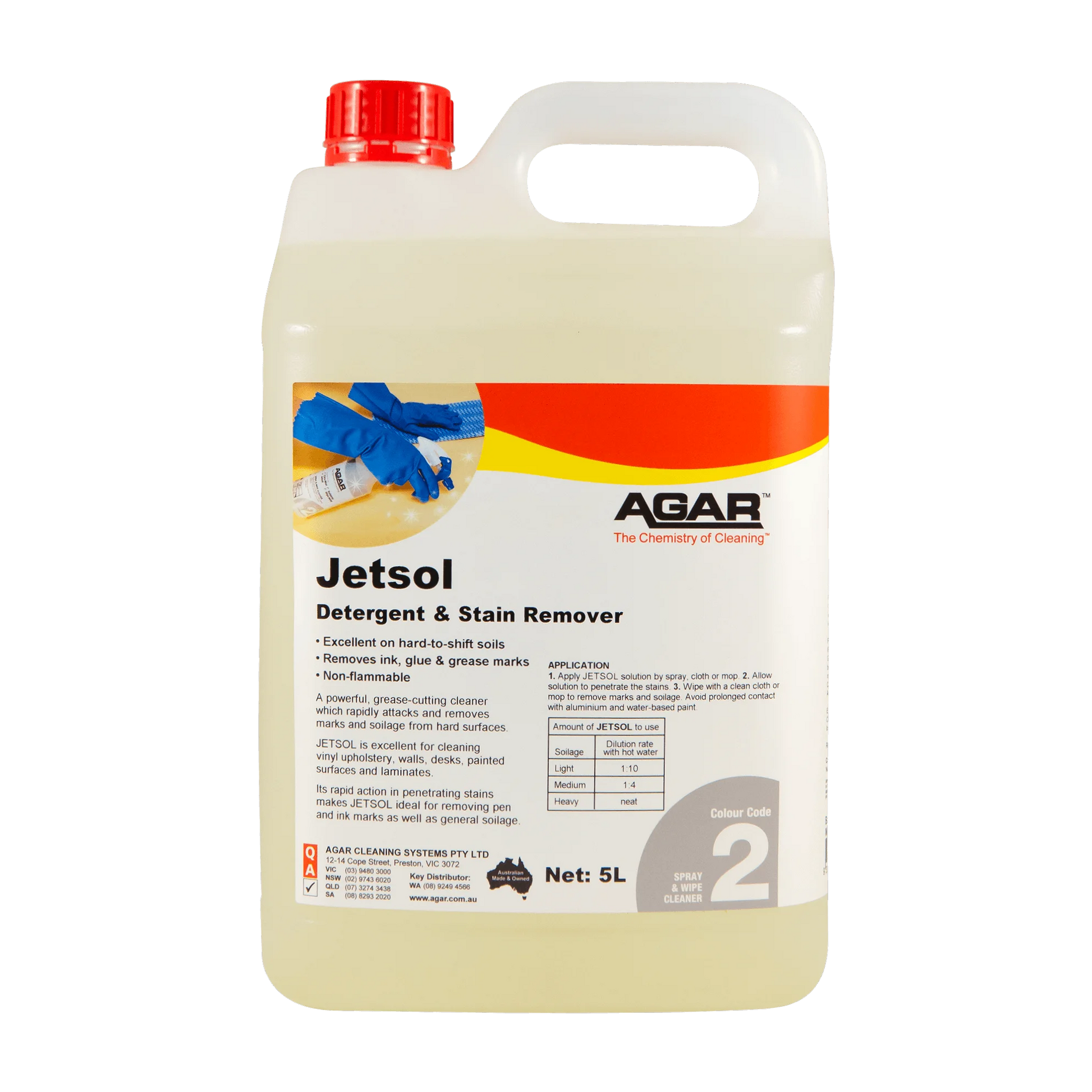 Agar Jetsol detergent and stain remover container on a white background