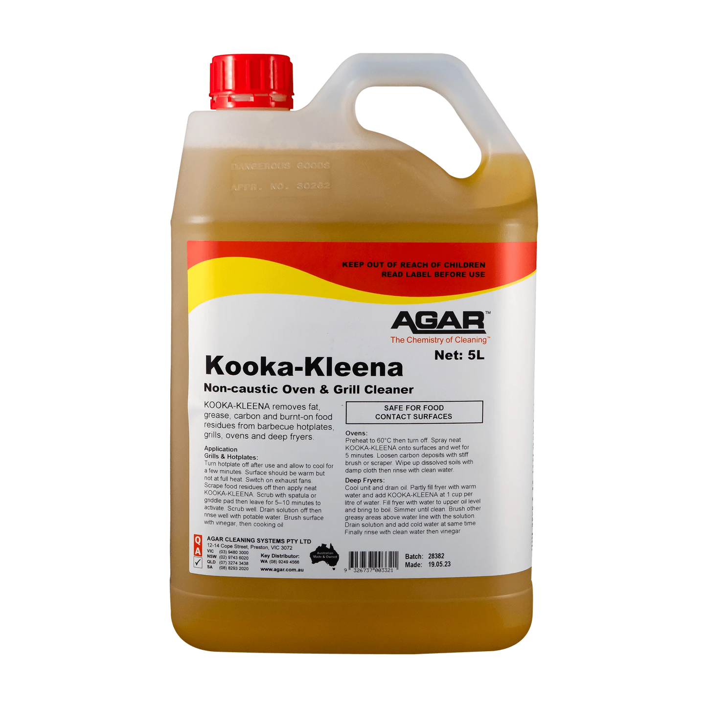Kooka-Kleena oven and grill cleaner container with Agar branding on a white background