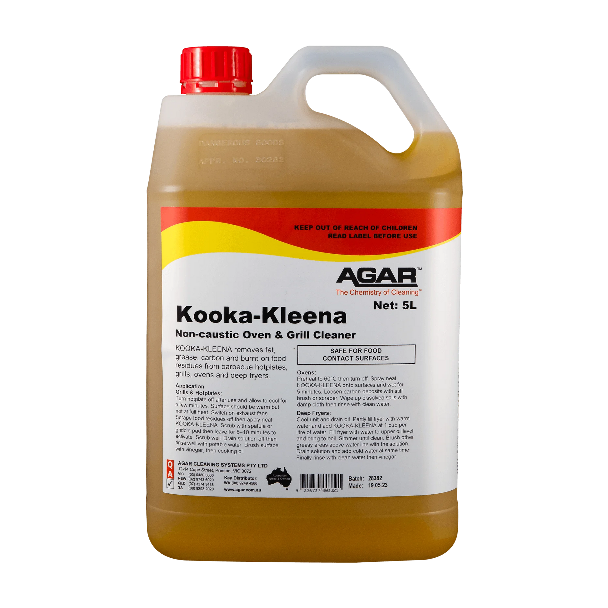 Kooka-Kleena oven and grill cleaner container with Agar branding on a white background