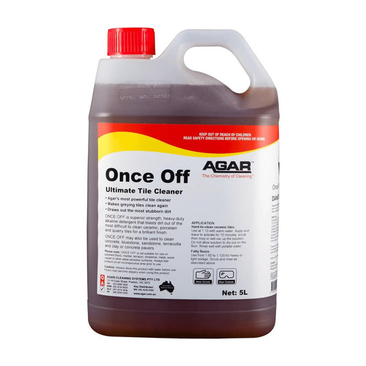 Agar Once Off Ultimate Tile Cleaner bottle on a white background