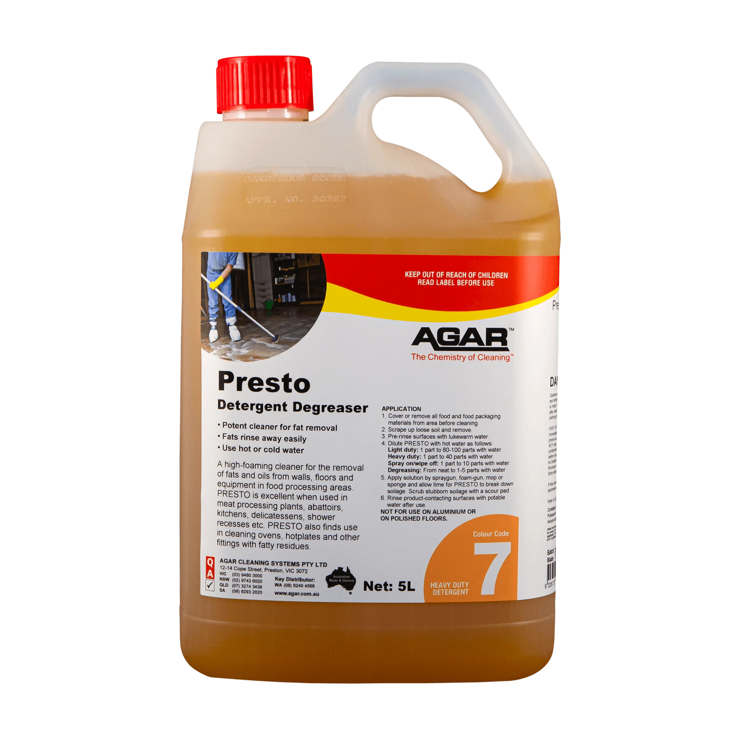 AGAR Presto Detergent Degreaser bottle on a white background
