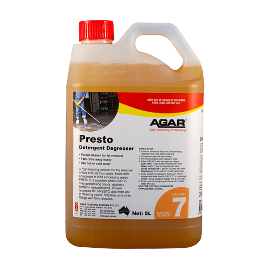AGAR Presto Detergent Degreaser bottle on a white background