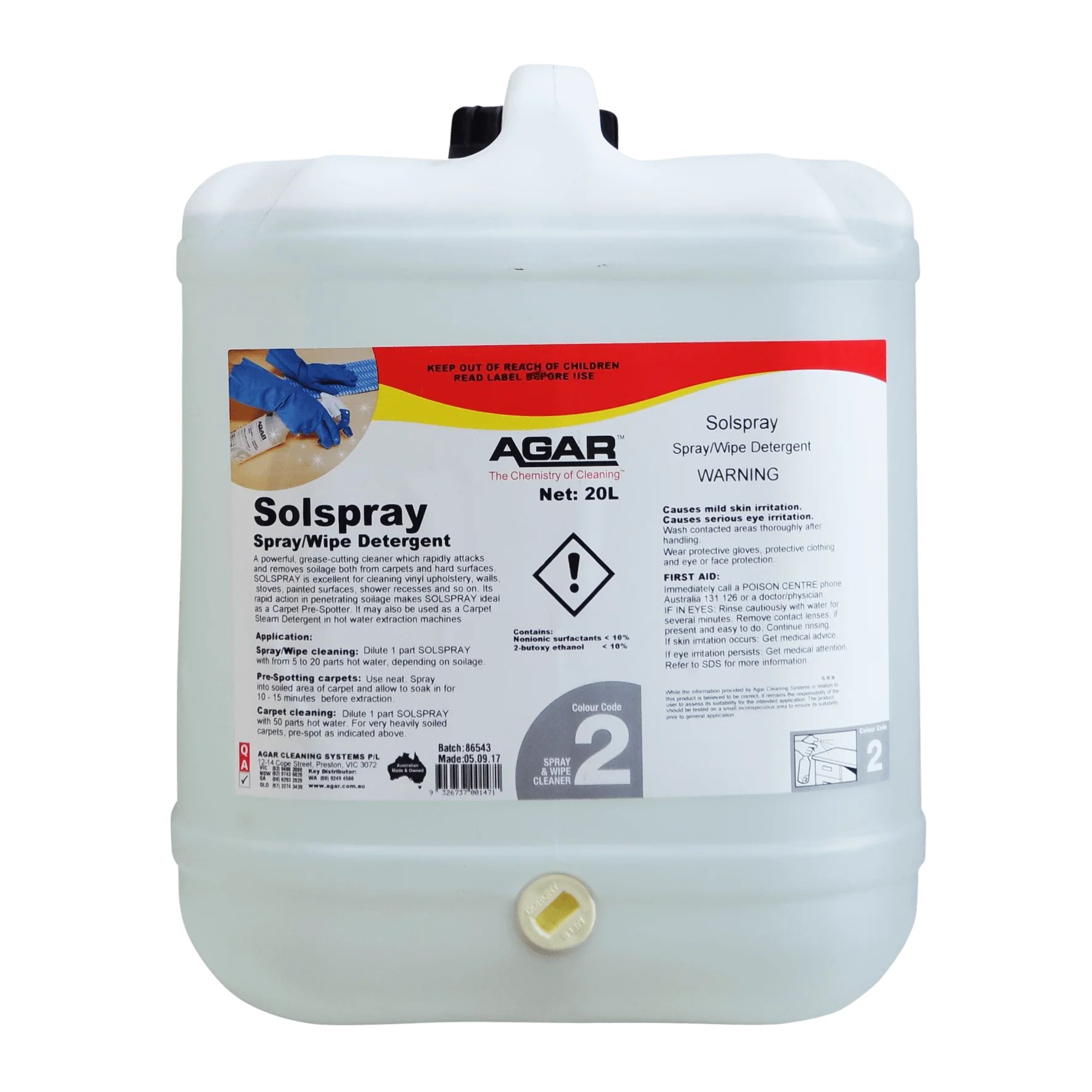 Large container of Agar Solspray on a white background