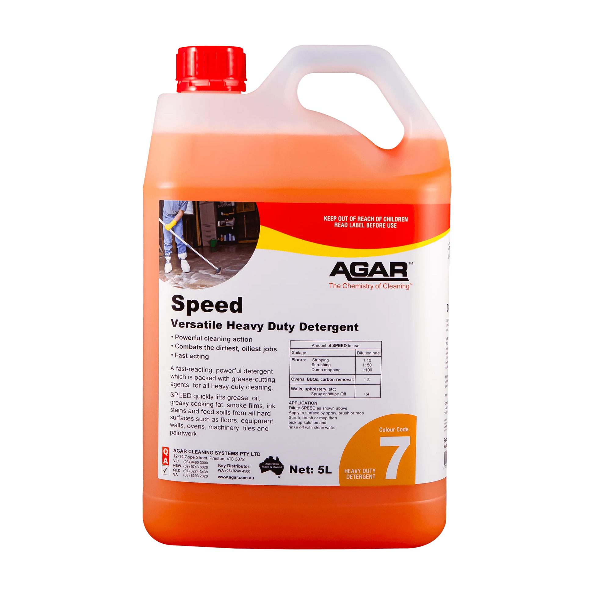 5-liter container of Agar Speed Versatile Heavy Duty Detergent on a white background