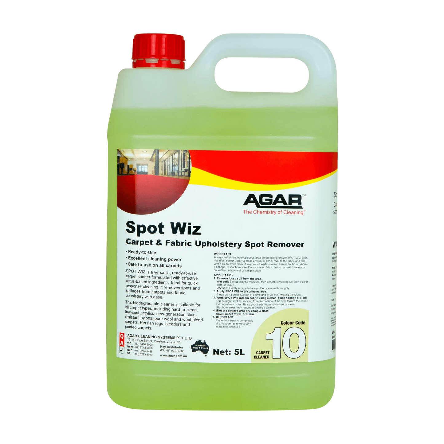 Agar Spot Wiz carpet and fabric upholstery spot remover container on a white background