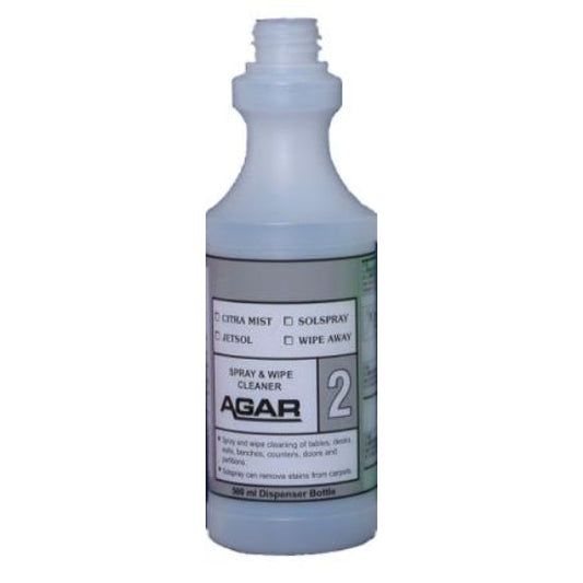 Spray and wipe cleaner bottle with label on a white background