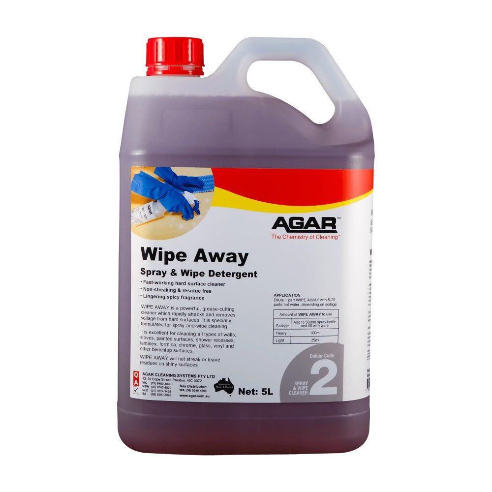 5-liter container of Agar Wipe Away Spray & Wipe Detergent on a white background