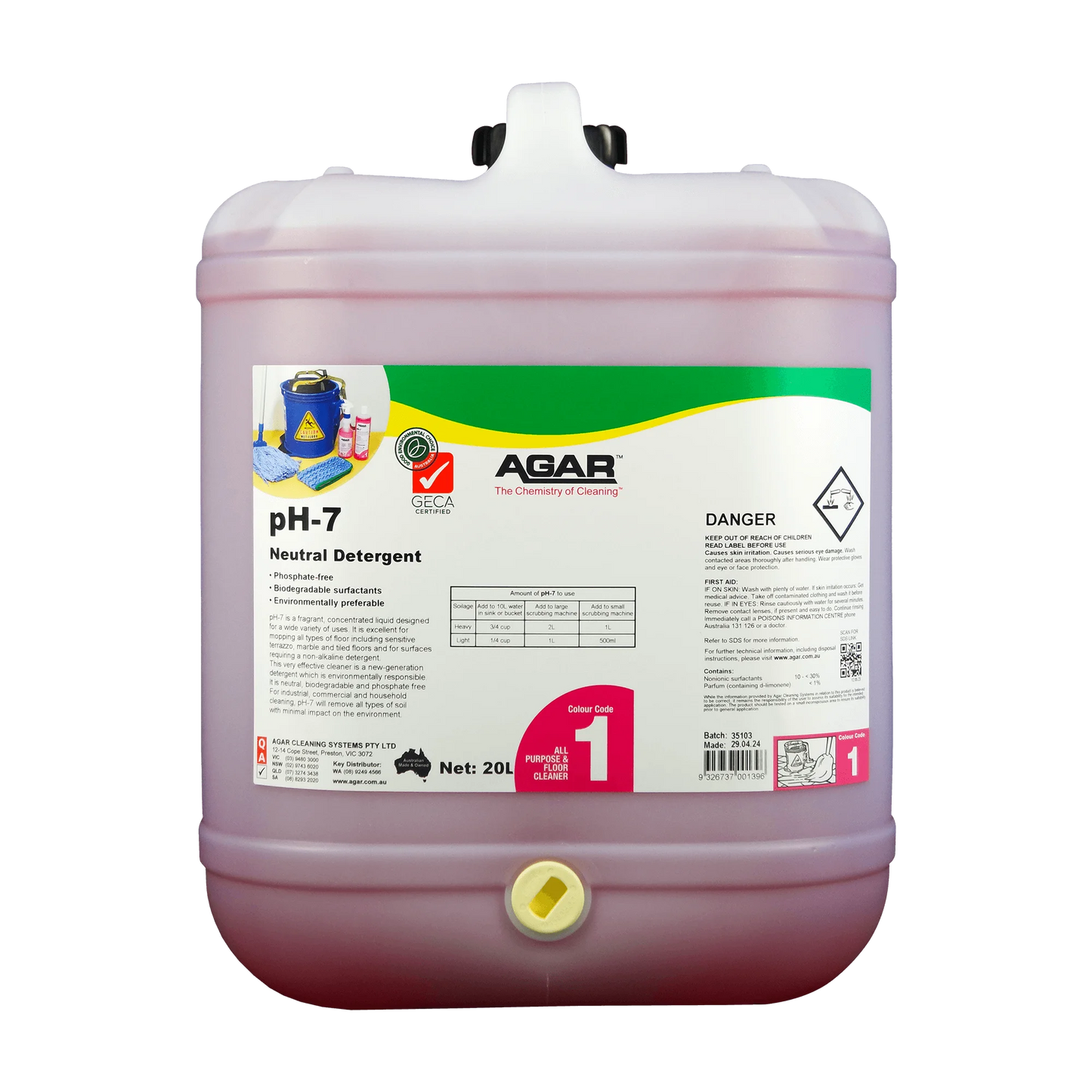 Large container of Agar pH-7 Neutral Detergent on a white background
