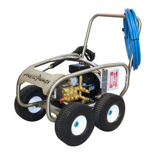 Pressure washer with hose on a white background