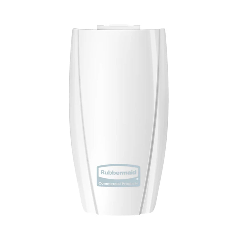 White air freshener dispenser with Rubbermaid logo on a white background