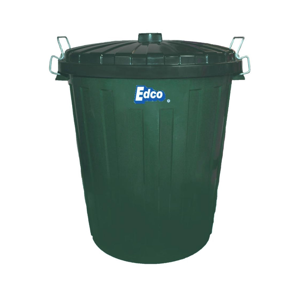 Green trash bin with 'Edco' logo on a white background