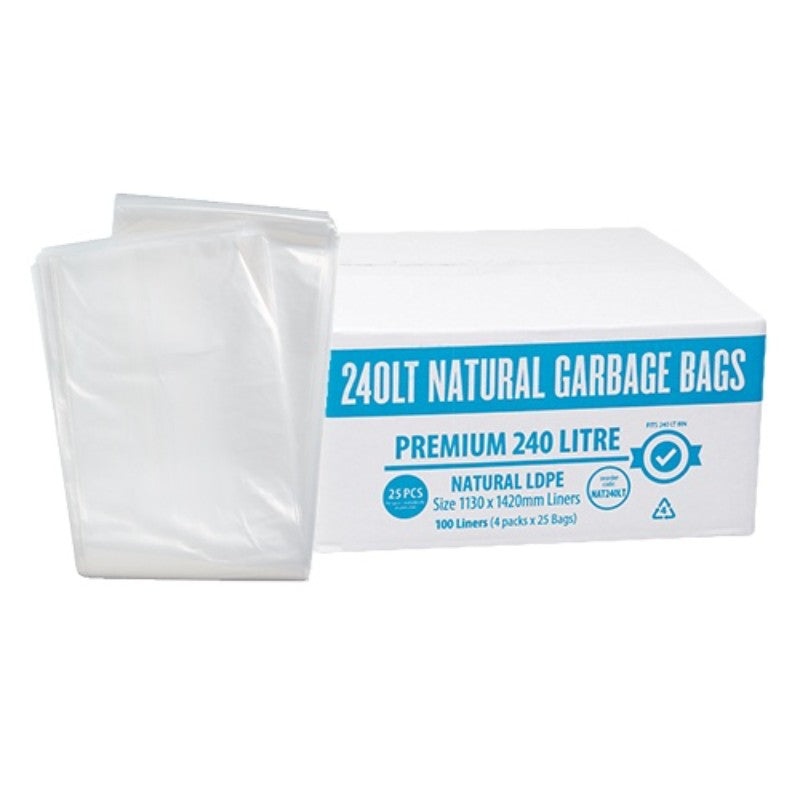 MaxValu Bin Liner 240L Natural 100x Carton