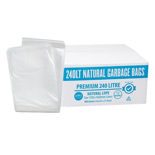 MaxValu Bin Liner 240L Natural 100x Carton