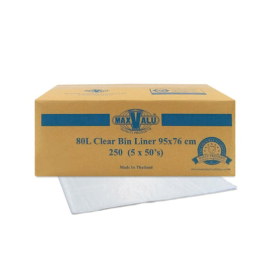 MaxValu Bin Liner 72-80L Clear 250 per Carton