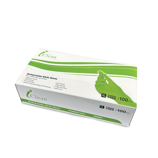 Box of iClean nitrile gloves on a white background