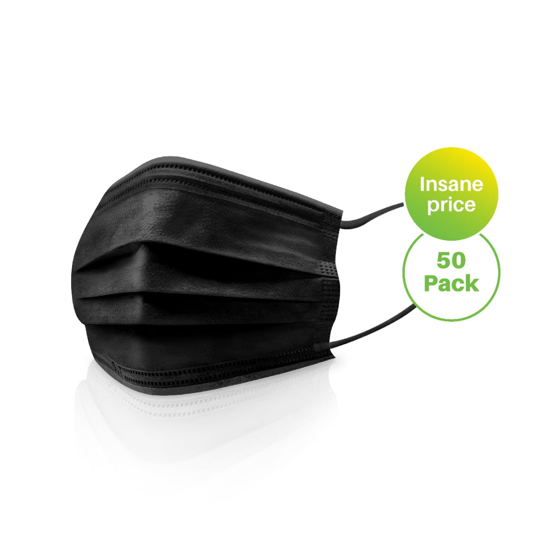 Black Disposable Face Mask 3Ply 50 Pack