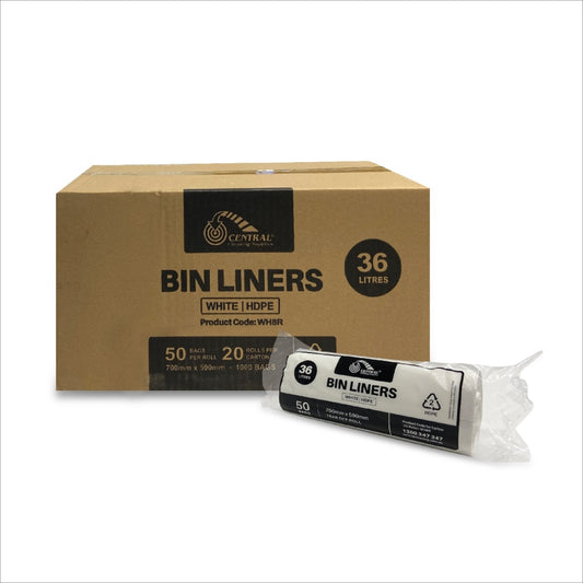 CCS 36L Bin Liners White - 1000 Bags per Box