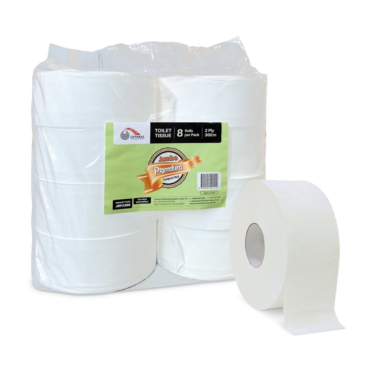 CCS Jumbo Compact 2ply 300m 8 rolls pack | Central Cleaning Supplies