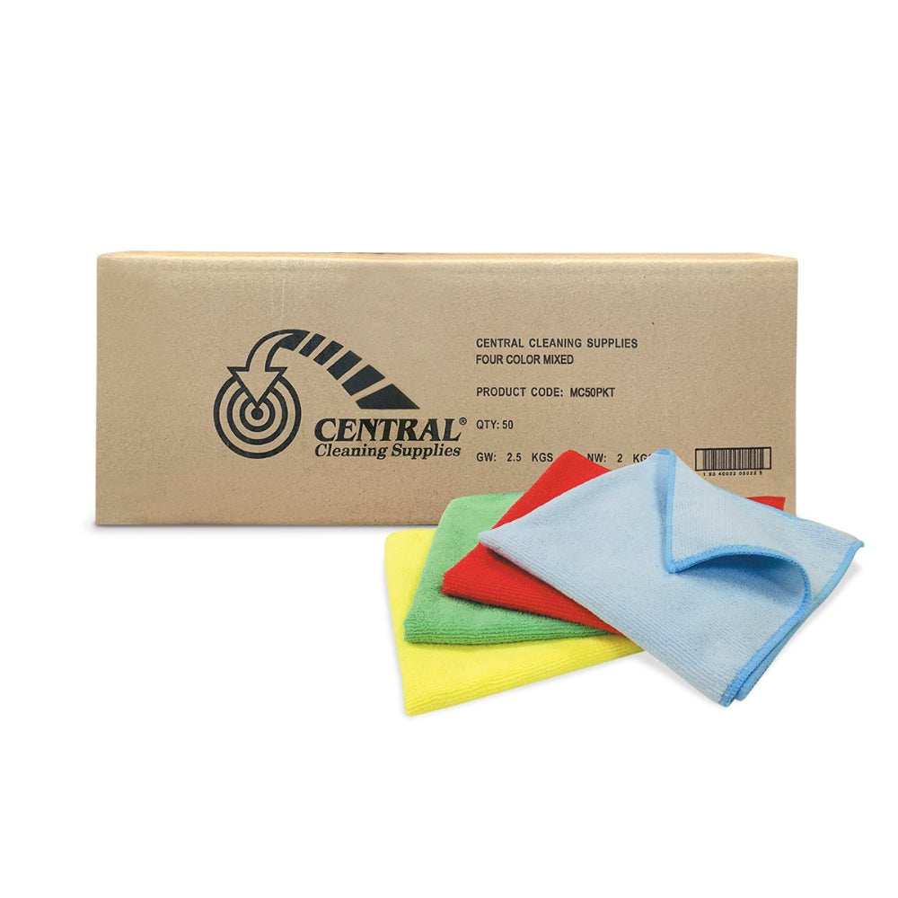 CCS Microfibre Cleaning Cloths Mixed Colours 50 Pack