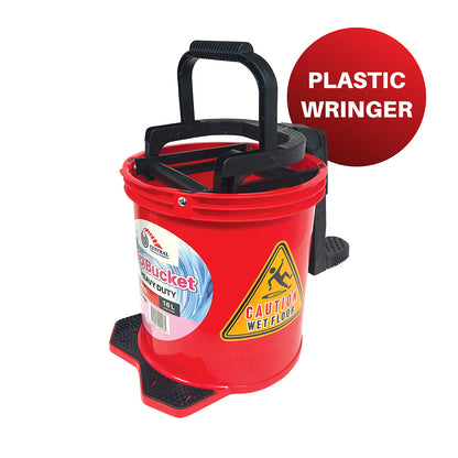 CCS Mop Bucket 16L Red Plastic Wringer