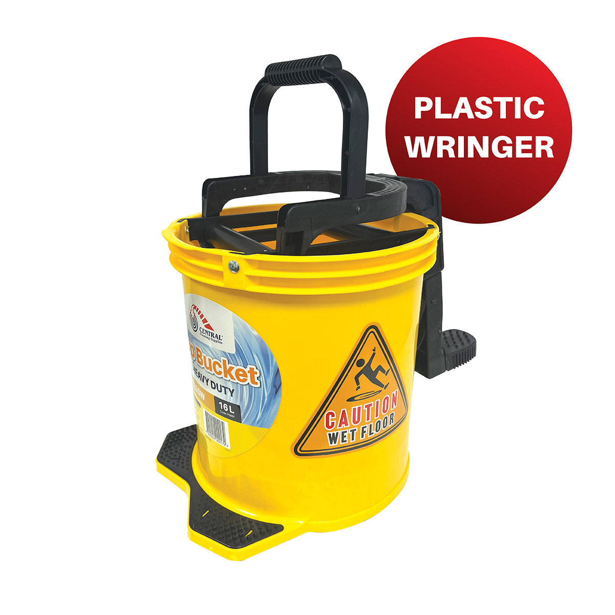 CCS Mop Bucket 16L Yellow Plastic Wringer