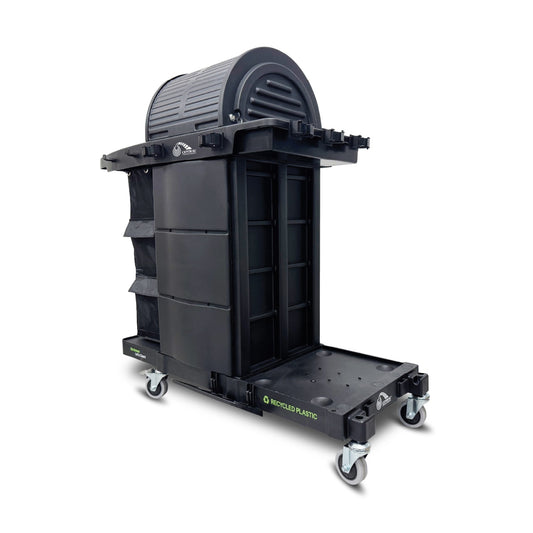 Black CCS Premium Janitor Cart with Hood on a white background